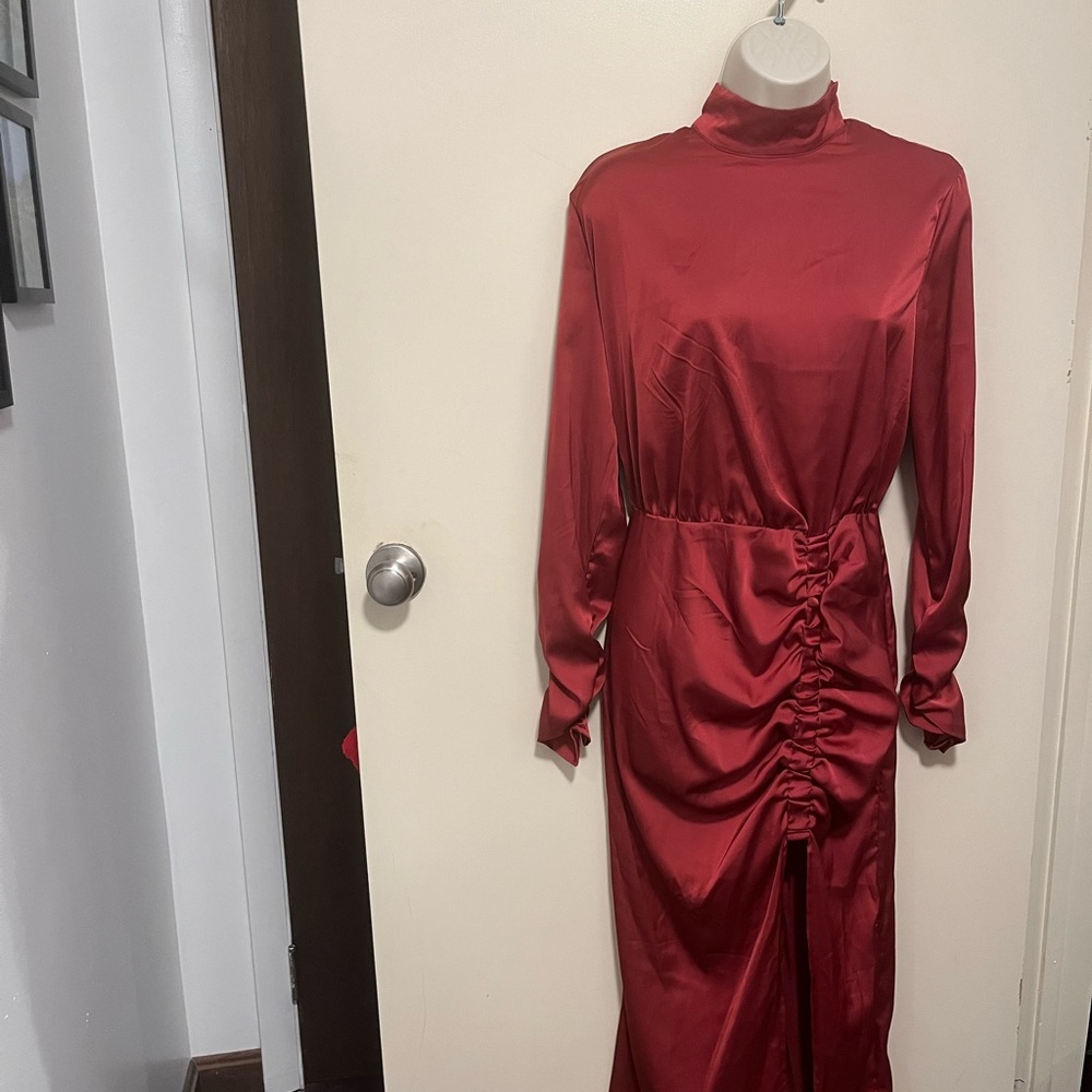 Elegant Red Satin Dress